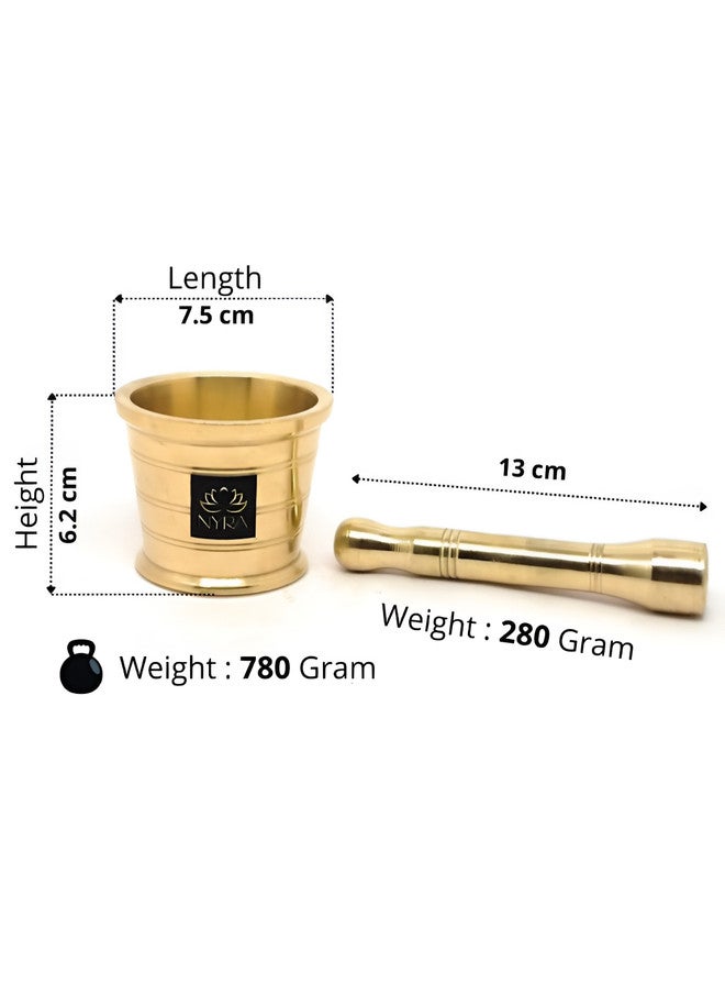 Nyra Kitchenware Nyra Brass Mortar and Pestle Set for Grinding Spices and Herbs - Image 2